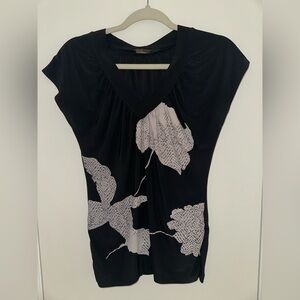 THE LIMITED Black and White Floral Blouse